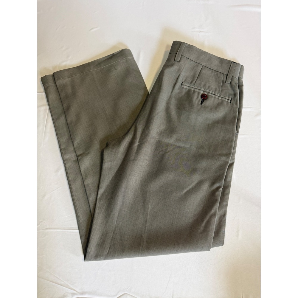 Mens Louis Philippe Grey Flat Front Dress Pants Micro Weave Trousers 32x30